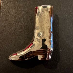 Rare vintage Cathy Harwick for Mikasa Bone China Boot-shaped Silver Brooch